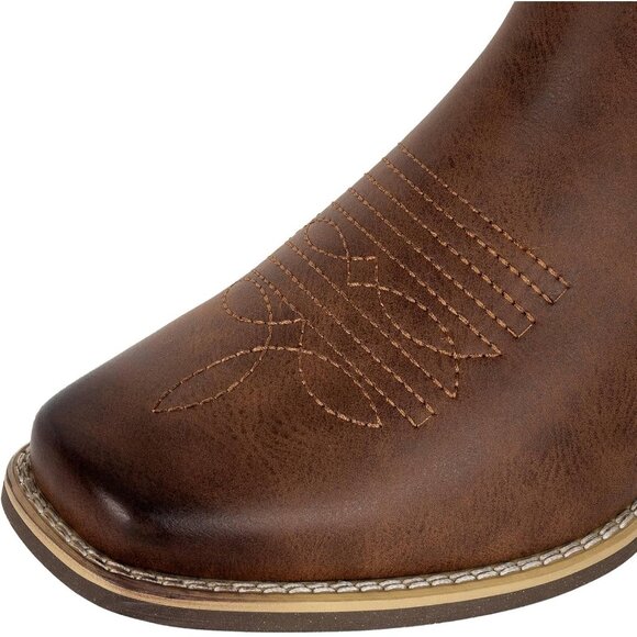 ⚡Men\'s Brown Ankle Cowboy Boots Square Toe Chelsea Casual Retro Stylish Boots main image 6